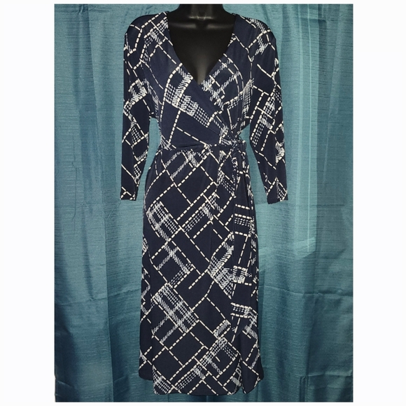 CATO | Navy Plaid Wrap Dress - Picture 2 of 4
